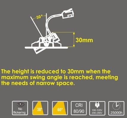 Modern Design 3W 7W 9W Led Mini Super Slim Downlight with Built-in Driver and NO Dimmer