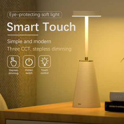 Metal ABS Shade Touch Charging Smart Table Lamp with Dimming and Atmosphere Lighting