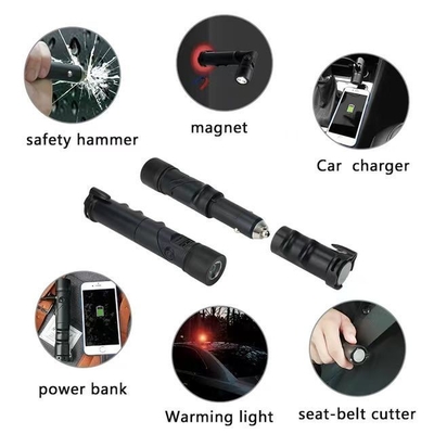 Safety Hammer Power Bank with 5.0V/2.4A USB Cell Phone Car Charger and LED Light Source