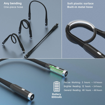 LED Portable Flexible Neck Hanging Charging Book Light for Eye Protection and Reading