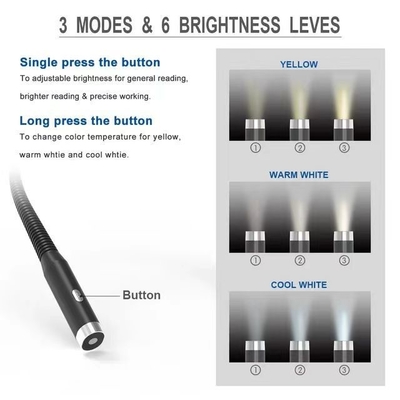 Control Mode Switch Control Led Portable Flexible Neck Hanging Charging Book Light for DIY