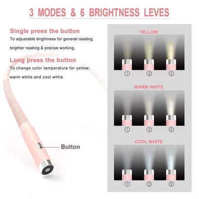 Flexible Neck Hanging Charging Switch Control Book Light for Eye Protection and Charging