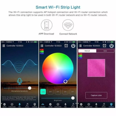 5m 10m 15m Indoor and Outdoor Bluetooth/Wifi Remote Control Smart Strip Lights