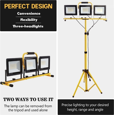 Adjustable Folding Tripod Stand Work Light with 3 Adjustable Heads and 21000lm Output