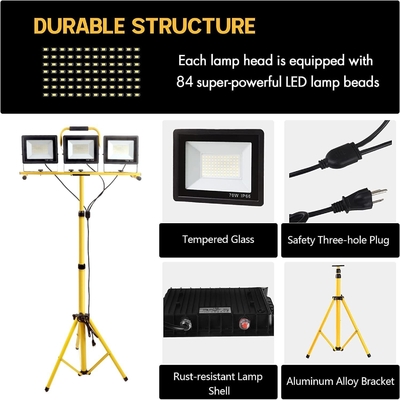Adjustable Folding Tripod Stand Work Light with 3 Adjustable Heads and 21000lm Output