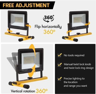 Adjustable Folding Tripod Stand Work Light with 3 Adjustable Heads and 21000lm Output
