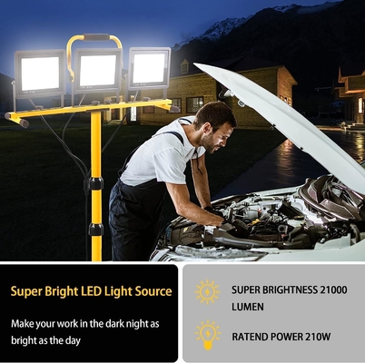 Adjustable Folding Tripod Stand Work Light with 3 Adjustable Heads and 21000lm Output