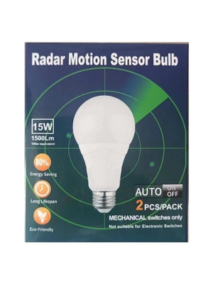 15W 1500LM LED Radar Motion Sensor Bulb for Indoor/Outdoor Protection 15000 Hours