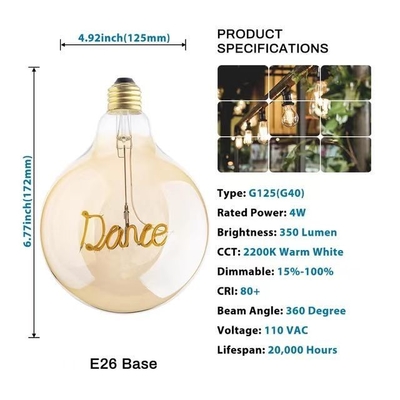 AC 85-265V Input Voltage 4W LED Glass Clear Amber Edison Bulb for Decorative Lighting