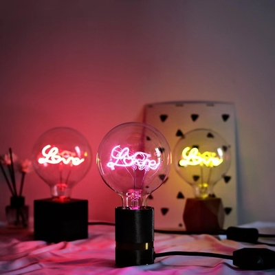 LED Filament Bulb Base 4W Glass Clear Amber G80/95 Series Dimmable Hello Love Letter