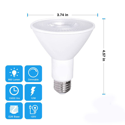 12W 100W Dimmable Waterproof E26 3000K Warm White LED Flood Light Bulb PAR30 Button Controller