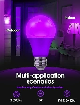 15000 Hour Working Lifetime Purple LED Bulb A19 9W for Home and Party Decoration