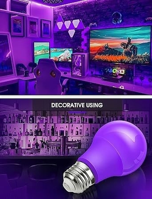 15000 Hour Working Lifetime Purple LED Bulb A19 9W for Home and Party Decoration