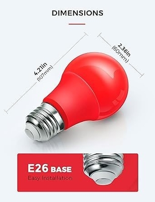 E26 Red LED Bulb A19 9W for Valentine's Day Indoor Porch Thanksgiving Year Decoration