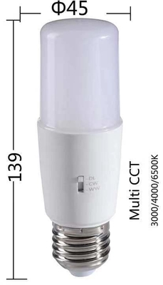 Plastic 8W12W Lamp Lighting T Shape Bulb 3CCT 3000K/4500K/6000K 36000 Hours Lifespan