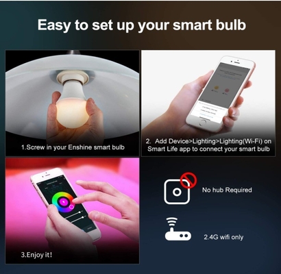 9W E27/B22 Multicolor Dimmable WiFi LED Light Bulb Compatible with google alexa Residential