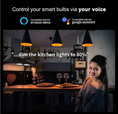 9W E27/B22 Multicolor Dimmable WiFi LED Light Bulb Compatible with google alexa Residential