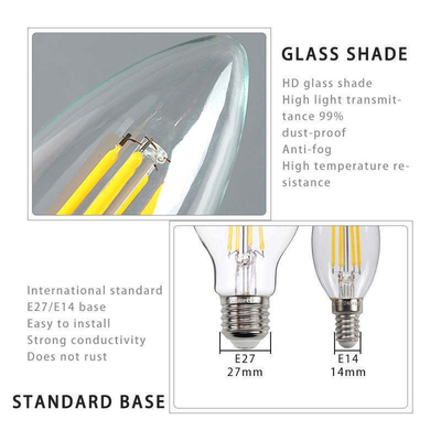 ETL List A19/A60 3000K 7W AC110V E26 Dimmable Filament Bulbs with 15000 Hours Lifespan