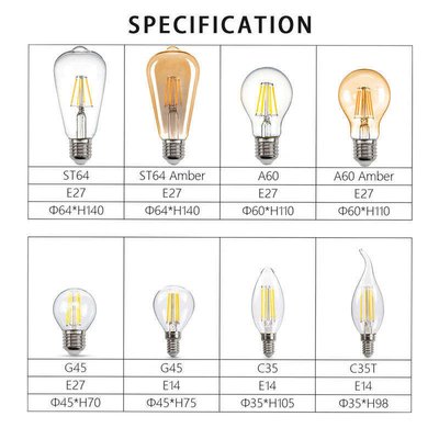 ETL C35 E11 Globe LED Filament Bulb 4W 120C Dimmable for Lighting and Circuitry Design