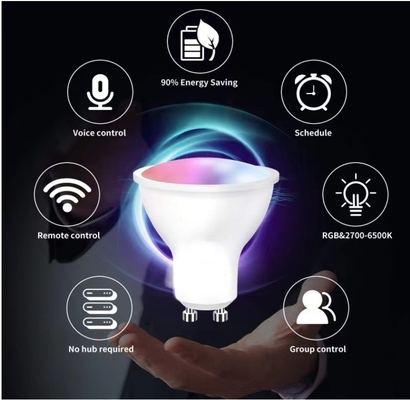 Dimmable GU10/MR16 Smart Wifi Voice Control LED Spot Light 30000 Hours Working Time