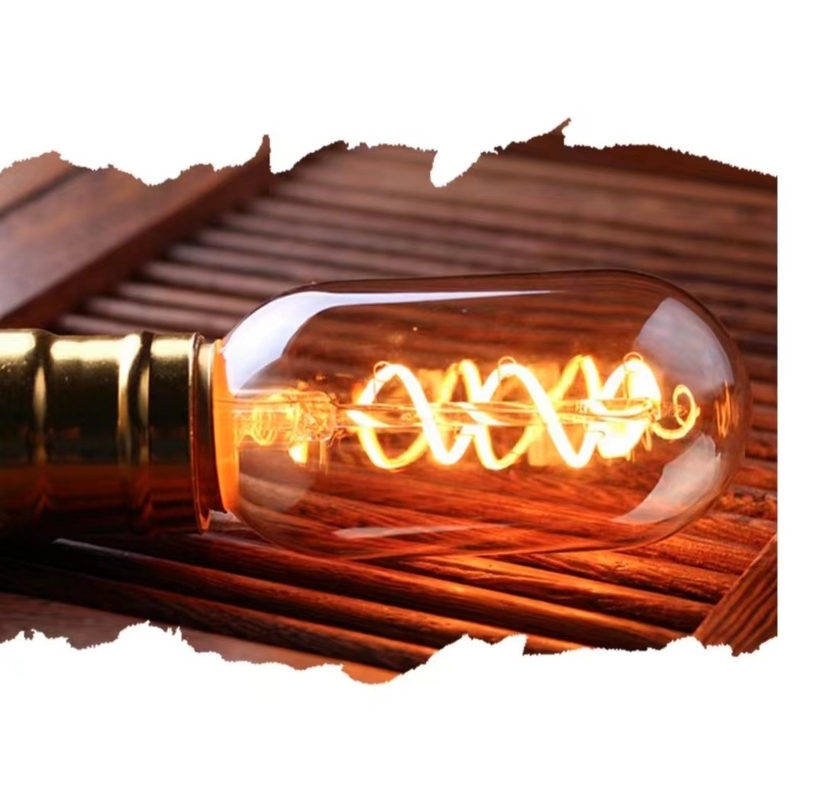 T45 Spiral Filament Bulb Vintage Soft Flexible LED Light with 50000-Hour Working Lifetime