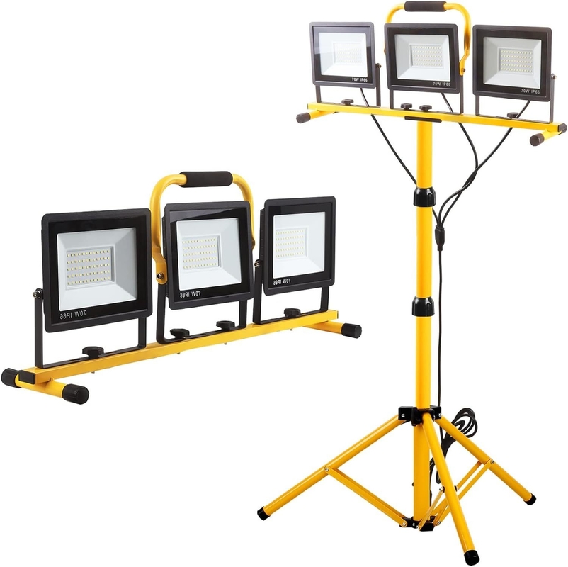 Adjustable Folding Tripod Stand Work Light with 3 Adjustable Heads and 21000lm Output