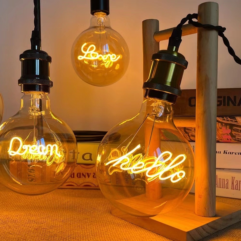 G80/95 Series Dimmable LED Decorative Edison Bulb 4W Glass Clear Amber Base Hotel 1-