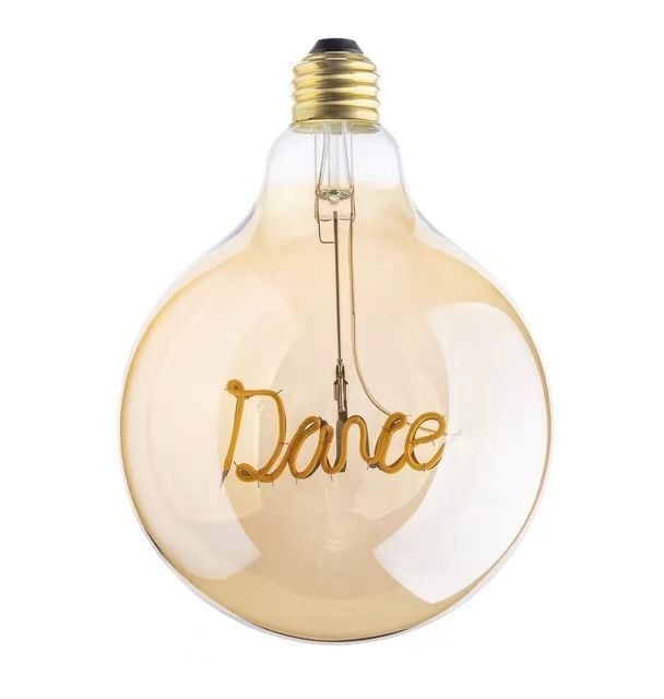 4W Dimmable LED Filament Bulb G125 Series Hello Love Letter Base Glass Clear Amber