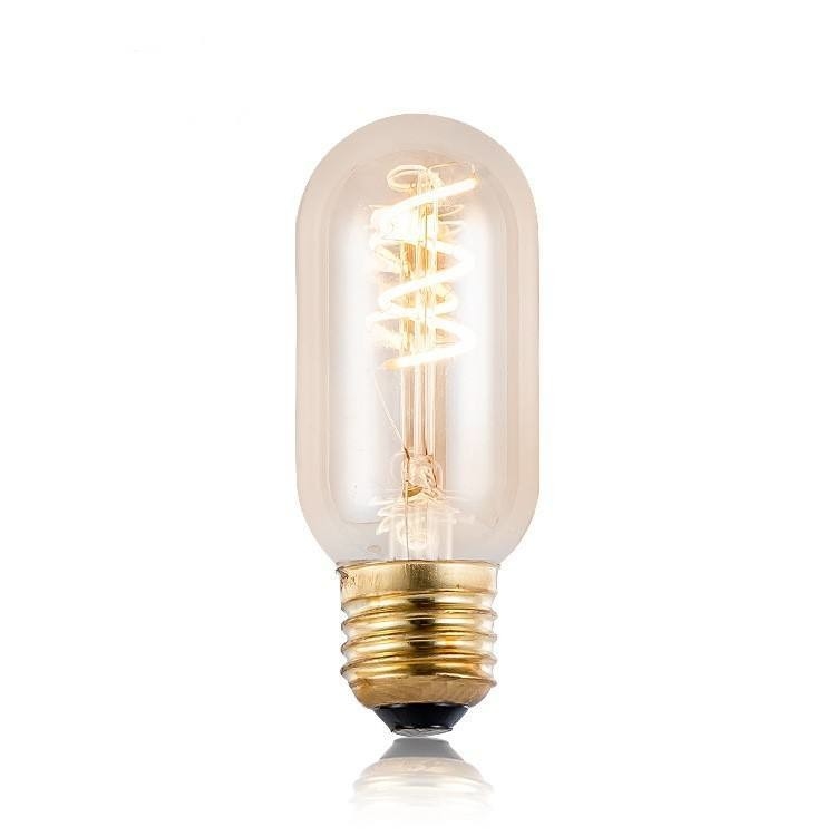 T45 3w Single Curved Glass Filament Bulb Vintage Soft Flexible LED Light Bulb for Lighting